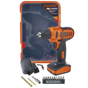 Kit Parafusadeira/Furadeira Black & Decker, 3/8 Pol (10mm) 12V Íon de Lítio Com 13 Acessórios, Bivolt - LD12SP-BR