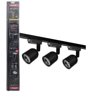 KIT TRILHO ELEGANCE AVANT COM 3 SPOTS LED, 3000K AMARELA - PR