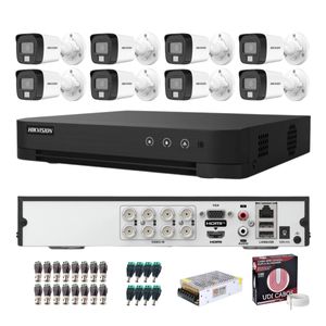 KIT CFTV 8 CAMERAS HIKVISION DVR 8CH + ACESSORIOS GRATIS