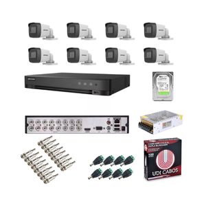 KIT CFTV 8 CAMERAS HIKVISION DVR HD 500GB