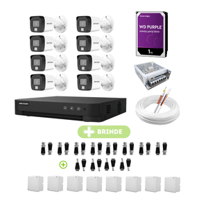 KIT CFTV 8 CAMERAS HIKVISION DS-2CE16D0T-LPFS DVR IDS-7208HGHI-M1