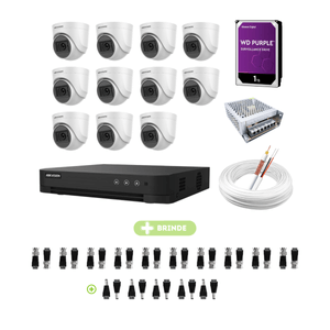 KIT CFTV COMPLETO 10 CAMERAS HIKVISION, DS-2CE76D0T-ITPFS, IDS-7216HGHI-M1